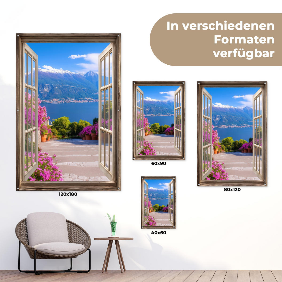 ZAHRADNÍ PLAKÁT Průhled - Hory - Krajina - Výhledy - Jezero 80x120 cm - modrá, plast (80/120/0.2cm) - OnlyWow