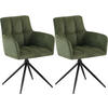 ARMLEHNENSTUHL 2er Set Stoff Grün - Schwarz/Grün, Textil/Metall (59/87/59cm) - CLP