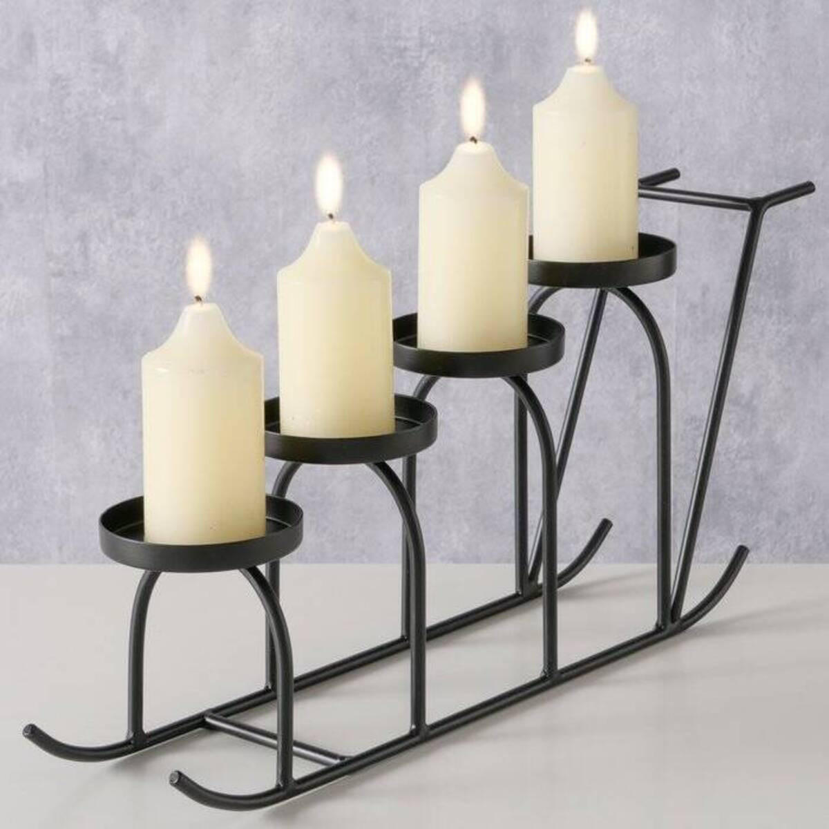 KERZENHALTER Metall Slido - Schwarz, Metall (9.5/20.3/45.5cm) - Boltze Home