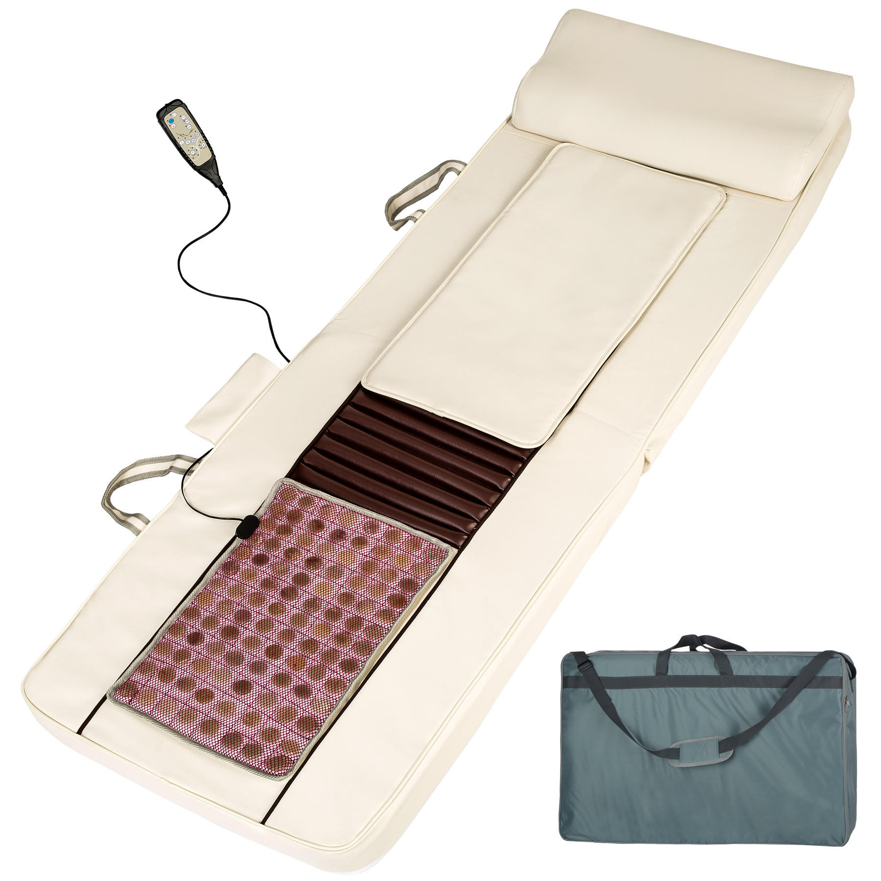 SHIATSU-MASSAGEMATRATZE ,186,5 x 60 x 11 cm,beige - Beige, Textil (60/11/186.5cm) - tectake