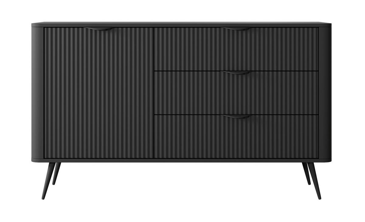 KOMMODE 138 cm Brando mit Schubladen, 1 Tür, Schwarz - Schwarz, Holz/Metall (138/81/38cm) - Emporius