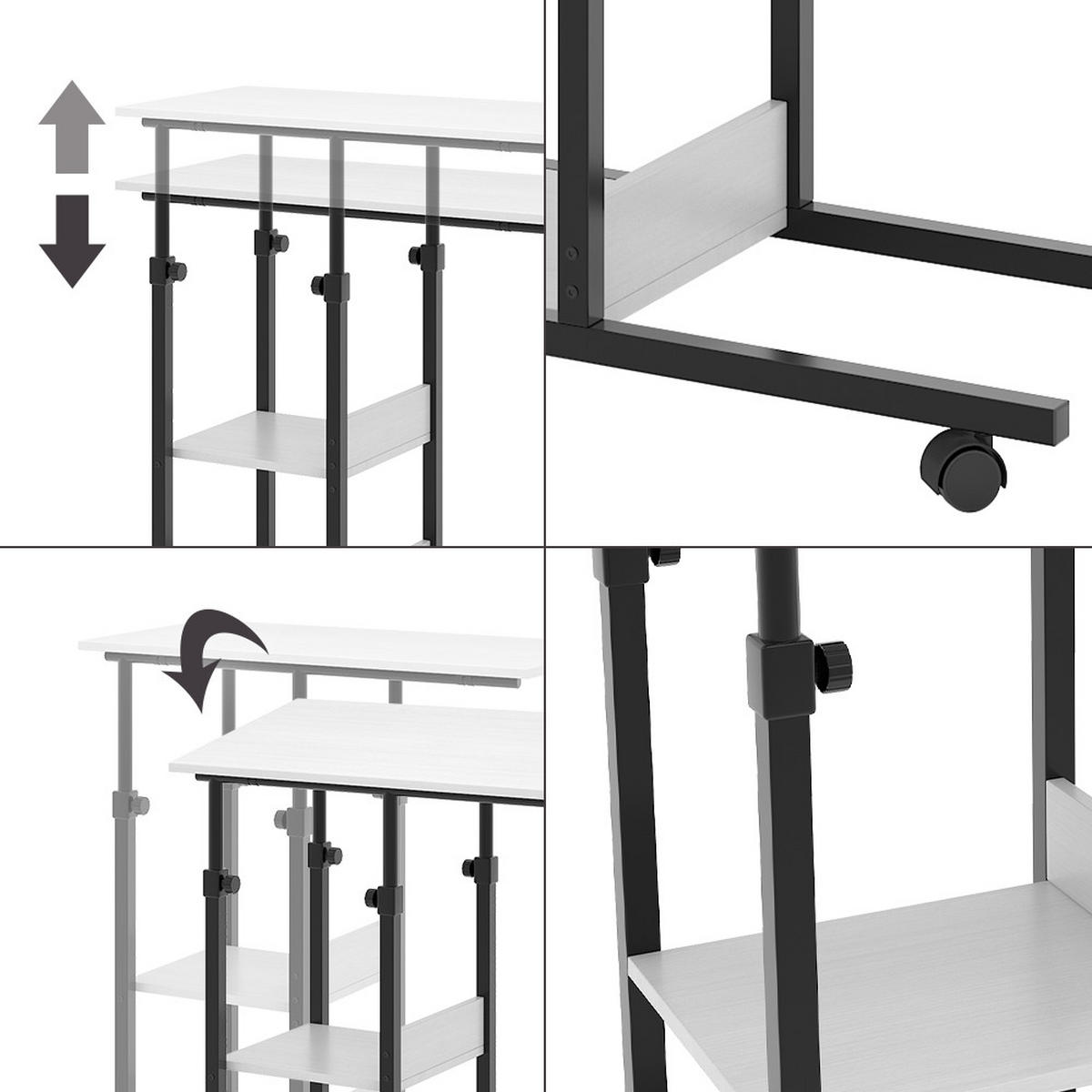 STUBENTISCH Liam Weiß 89 x 40 cm mit Rollen - Schwarz/Weiß, Holzwerkstoff (40/89/80cm) - Vicco