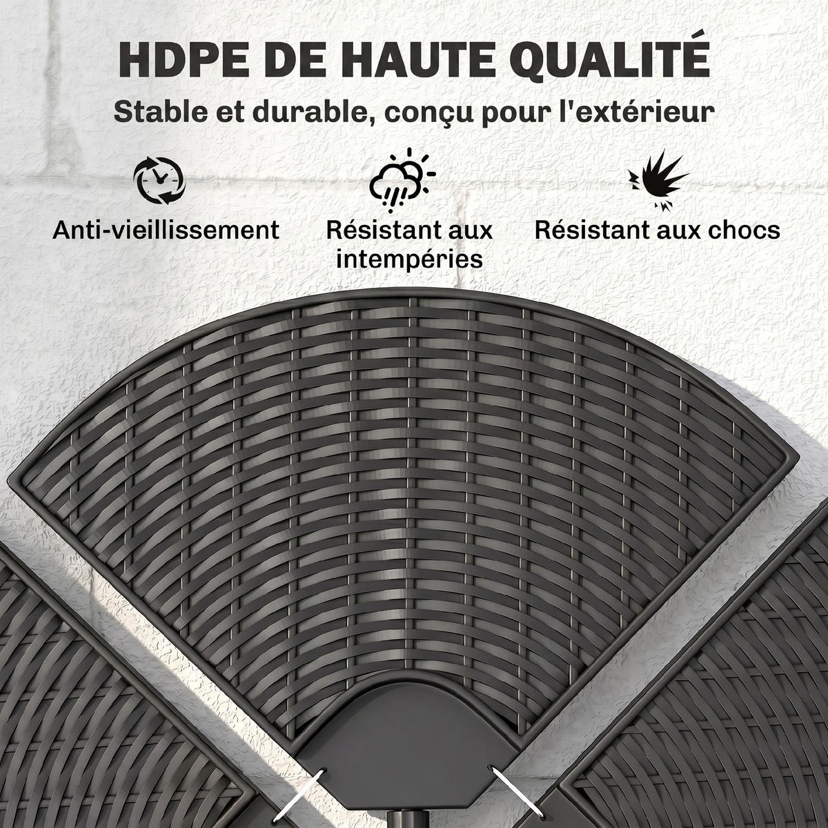 SCHIRMPLATTEN Schwarz 4er-Set 100/100/8 cm - Schwarz, Kunststoff (100/100cm) - PANGIVO