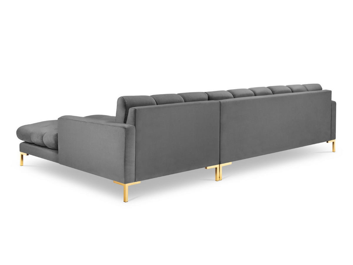 ECKSOFA rechts Mamaia aus Samt hellgrau 5 Sitzplätze - Hellgrau, Textil (185/293cm) - Micadoni