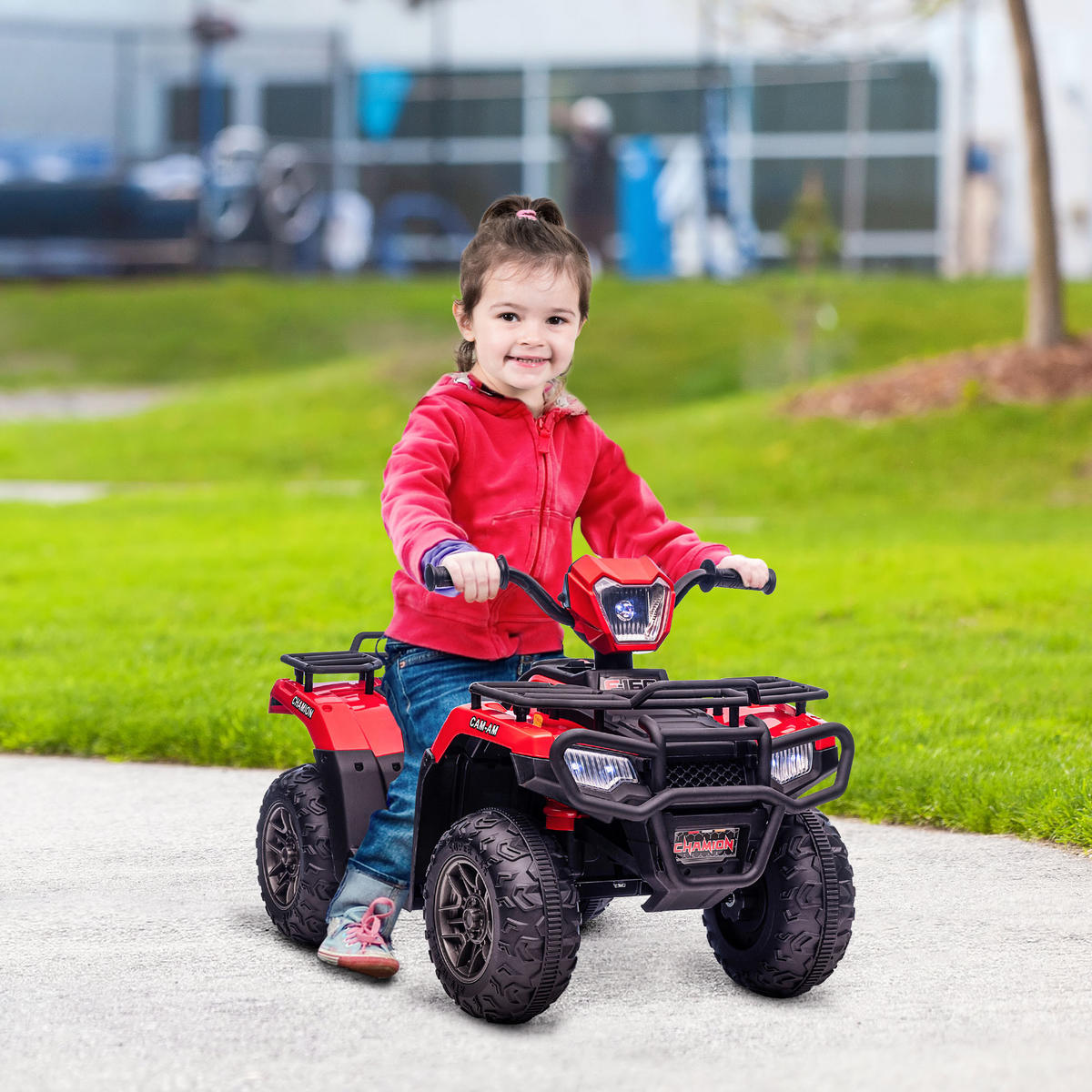 MINI ELEKTRO-QUAD KINDER, Schwarz+Rot, Kunststoff+ Stahl - Rot/Schwarz, Metall (88/45/50cm) - HOMCOM