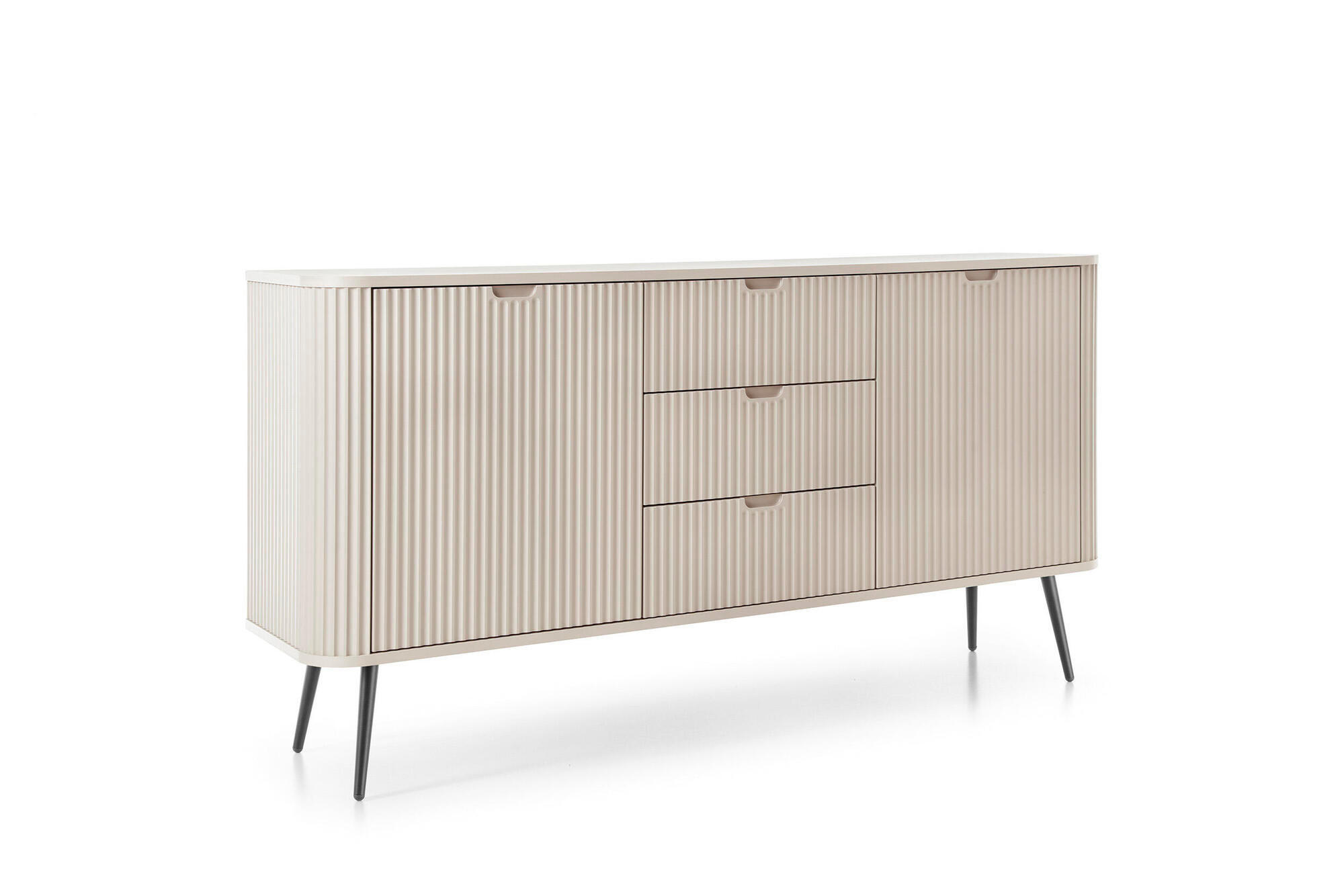 SIDEBOARD ZOVA Beige, Schwarz 168x39x87 cm - Beige/Schwarz, Holzwerkstoff (168/87/39cm) - FURNLUX