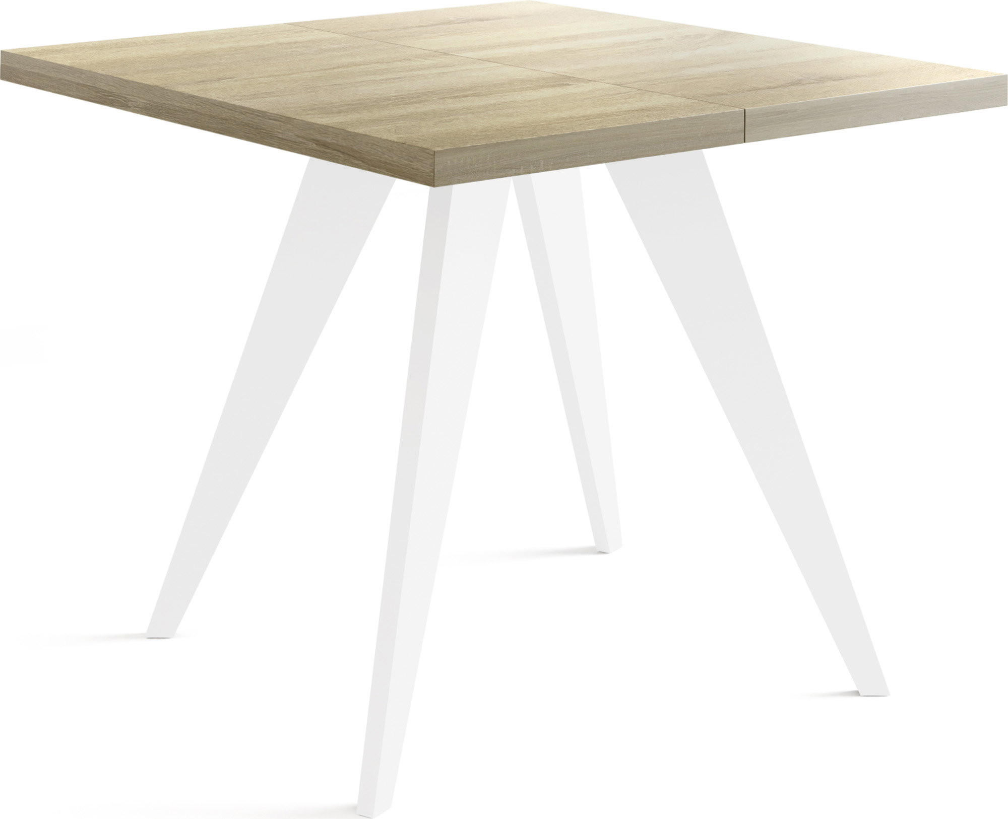 ESSTISCH Quadro quadratischer ausziehbarer, Sonoma Eiche 100-200/100/76 cm - Braun/Weiß, Holz/Holzwerkstoff (100/200/76cm) - WFL GROUP