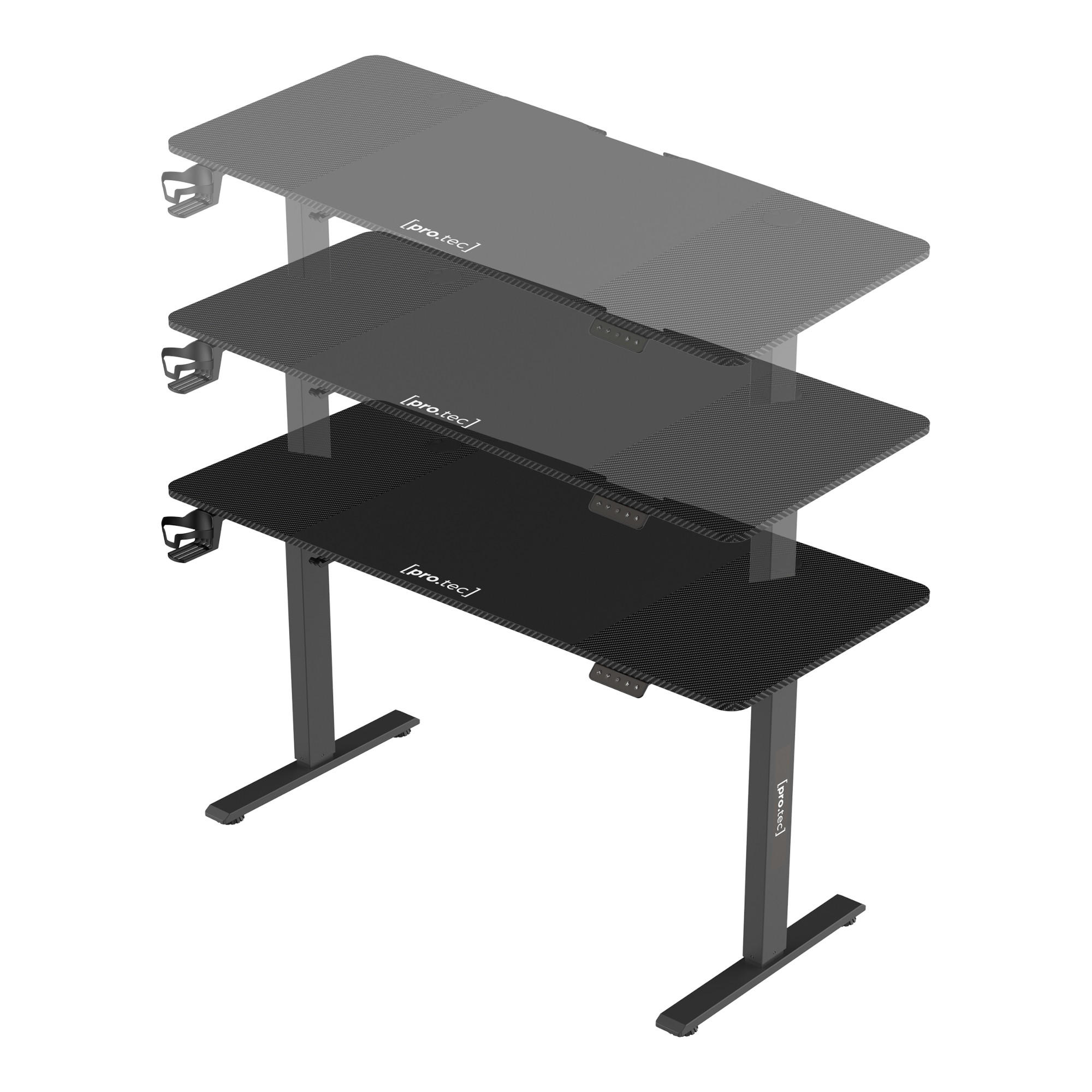 COMPUTERTISCH Stryn - Schwarz Hochglanz, Metall (60/140/117cm) - pro.tec