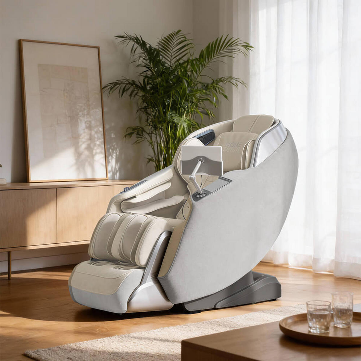 MASSAGESESSEL ALVINA mit Premium Webstoffpolsterung - Beige - Beige, Kunststoff (76.7/157/116cm) - Home Deluxe