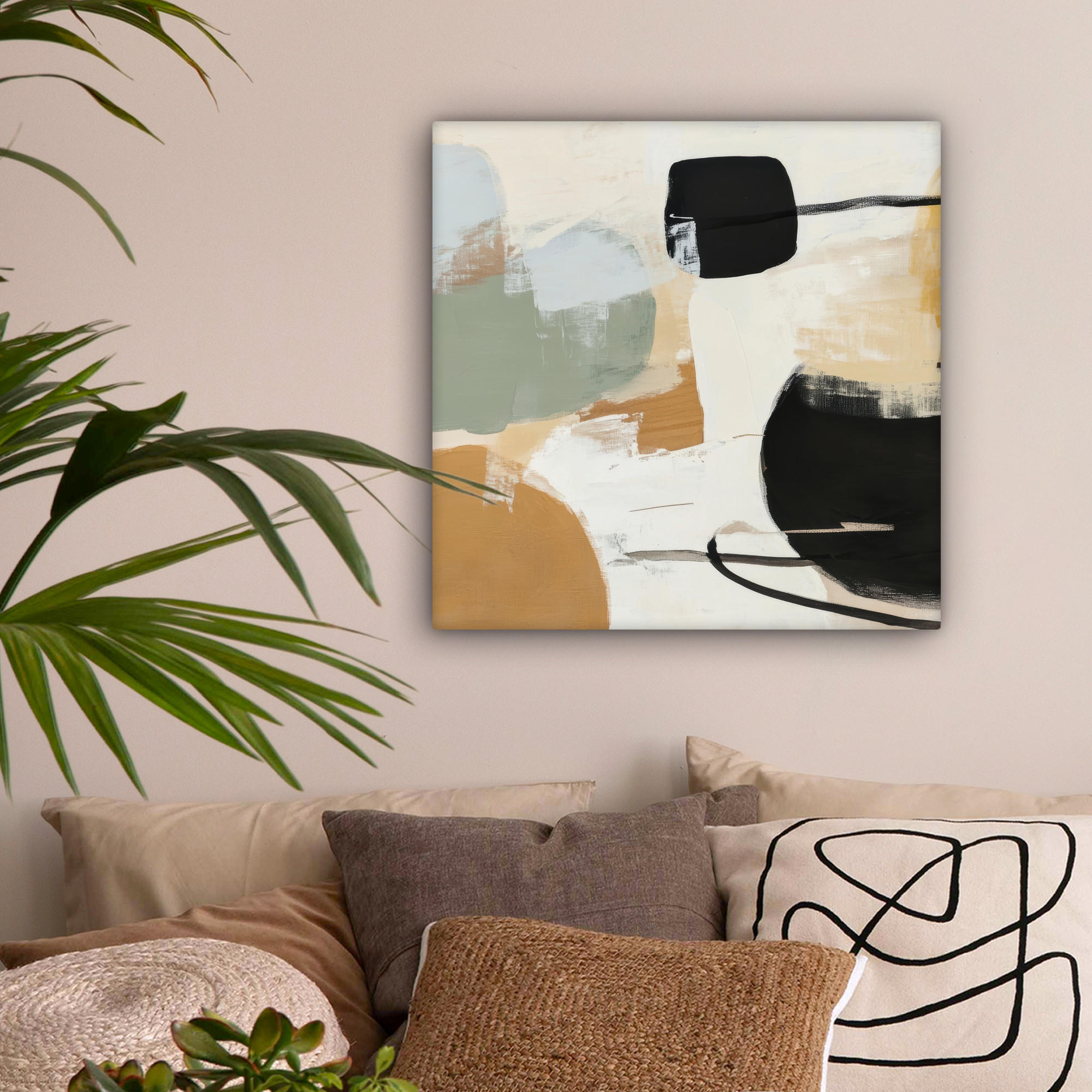 LEINWANDBILD Farbe - Abstrakt - Farben 50x50 cm - Currygelb, Textil (50/50cm) - MuchoWow