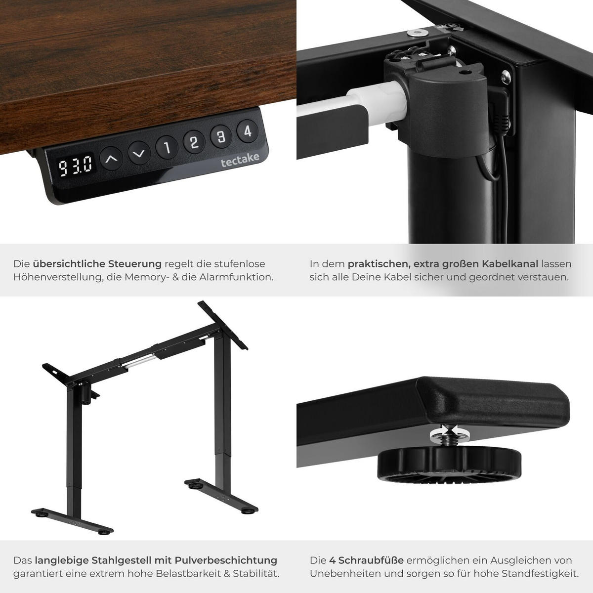 TISCHGESTELL Piotr, 85 - 129 x 65 x 71 - 121 cm, schwarz - Schwarz, Metall (129/65/121cm) - tectake