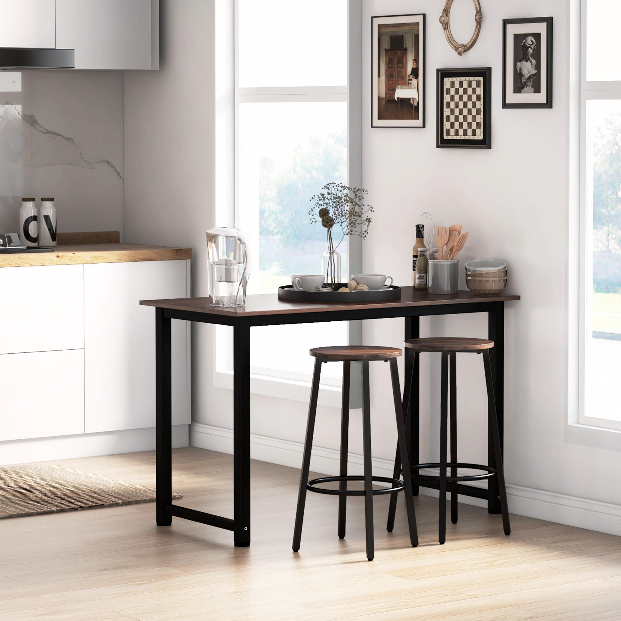 BARHOCKER Spanplatte Stahl Braun+Schwarz - Braun, Kunststoff (42/65/42cm) - HOMCOM