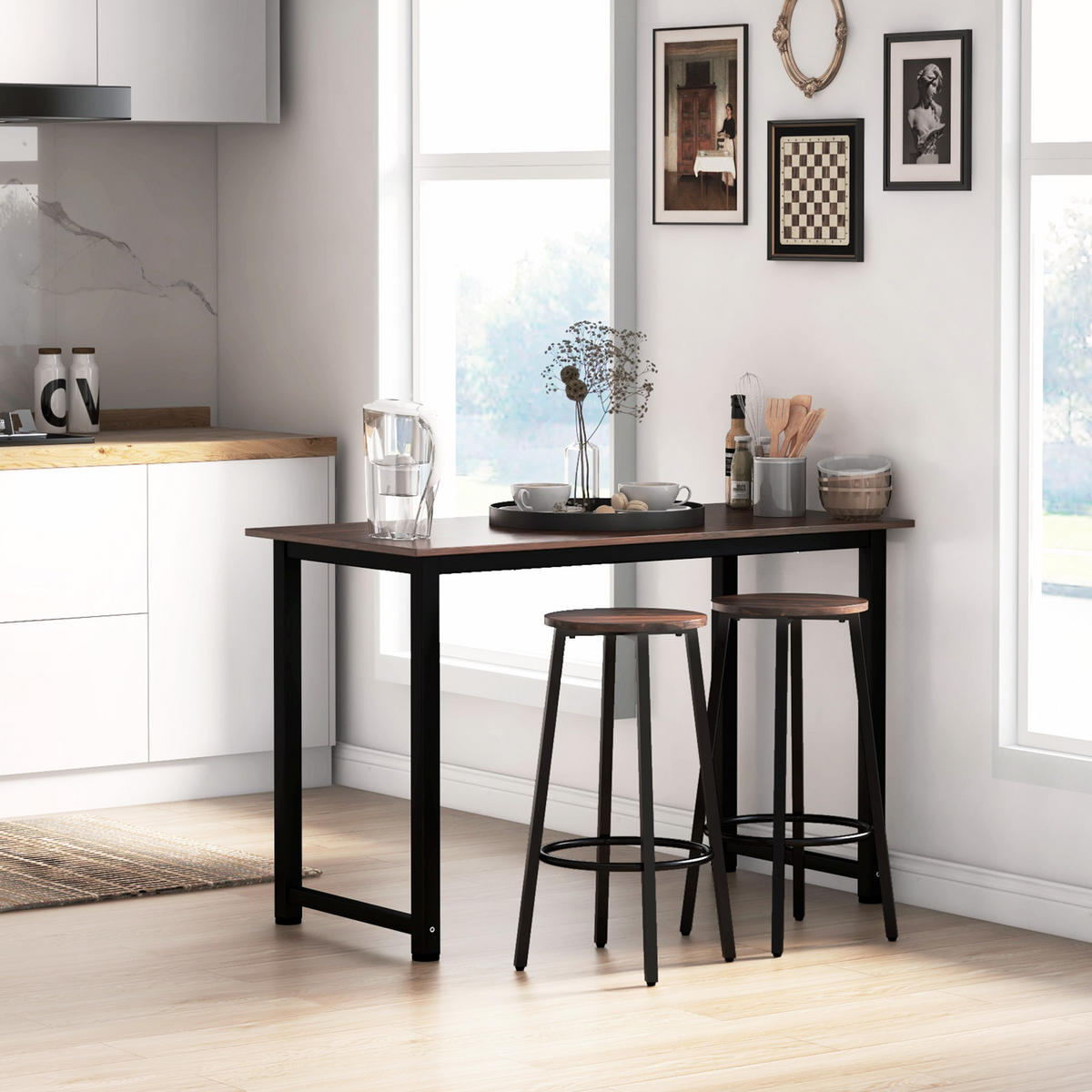 BARHOCKER Spanplatte Stahl Braun+Schwarz - Braun, Kunststoff (42/65/42cm) - HOMCOM