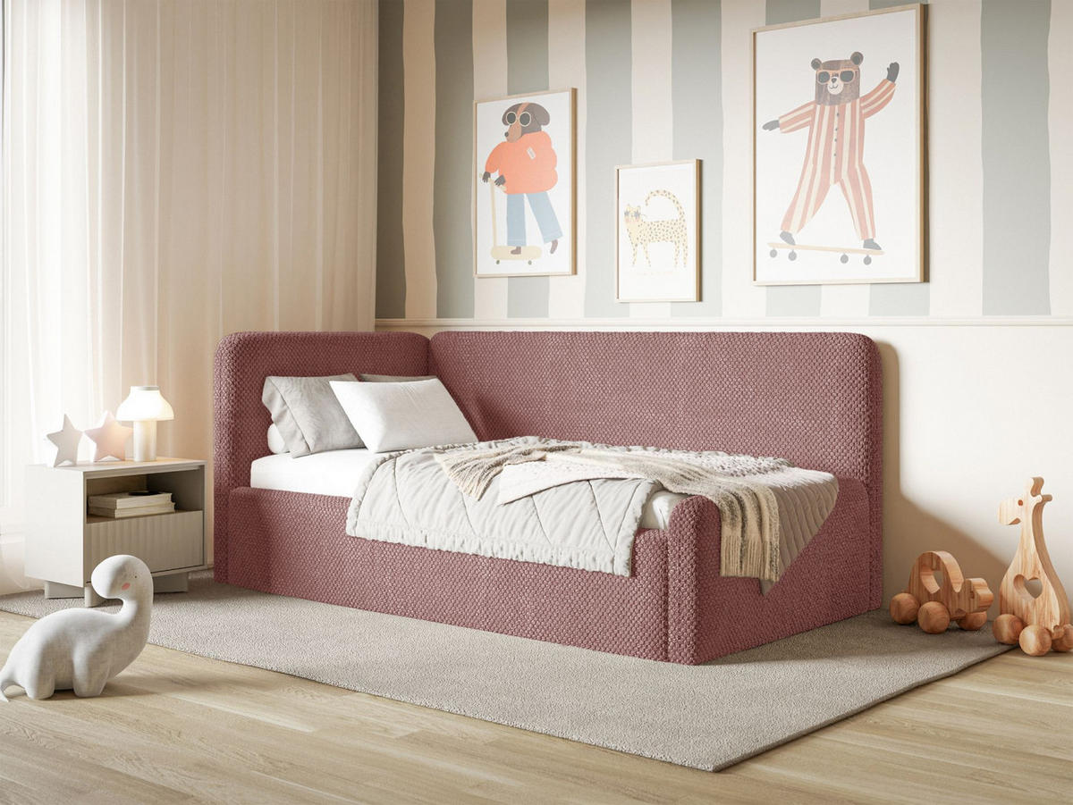 JUGENDBETT Fanko Plüsch Rosa 90x200 cm - Pink/Schwarz, Kunststoff/Textil (90/200cm) - Selsey