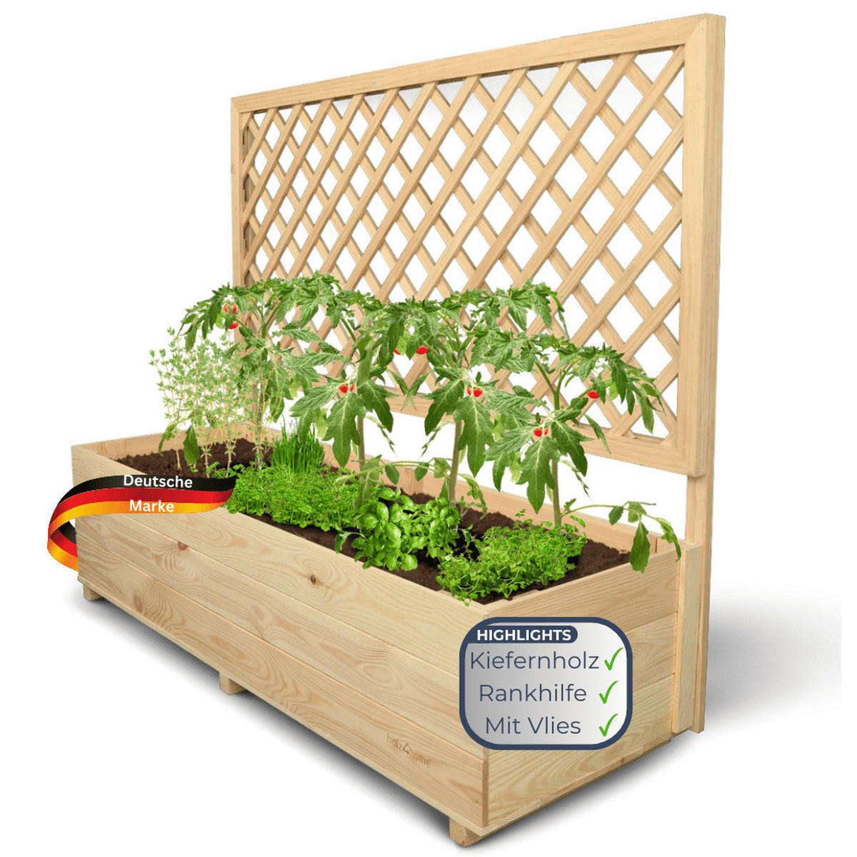 PFLANZKASTEN mit Rankgitter THIO Inkl. Vlies 128cm Breit - Braun, Holz (128/104/44cm) - DELUKE