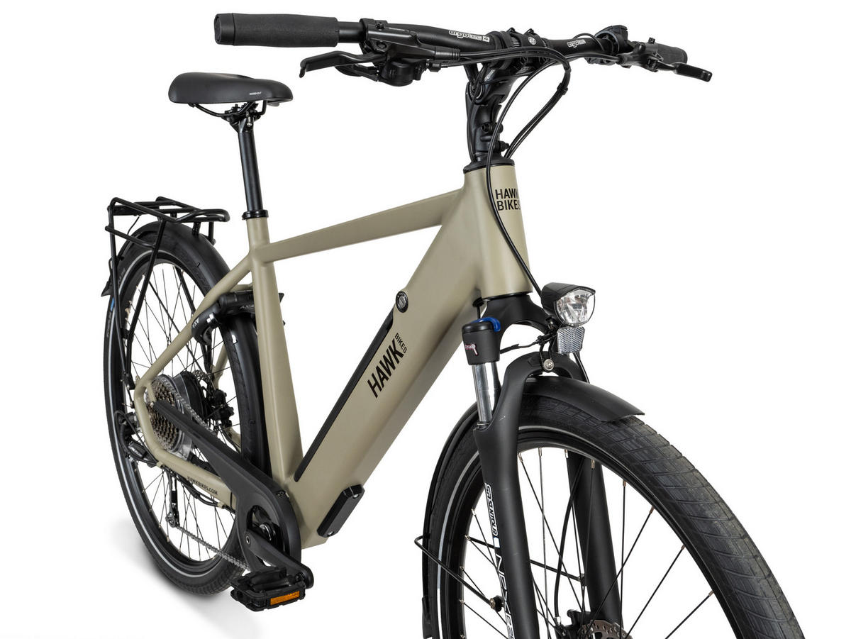 E-TREKKING Integrated Gent Bafang E-Bike Sand 28 Zoll Gr: 53cm - Sandfarben, Metall (53cm) - Hawk Bikes