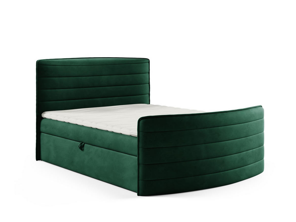 BOXBETT Ambra In Elisa Velvet - Grün, Holzwerkstoff/Textil (140/200cm) - Fun Möbel