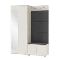GARDEROBE Napoli 3 Kleiderschrank mit Polsterpaneelen Grau - Beige/Grau, Holzwerkstoff (140/189/40cm) - Jerpax