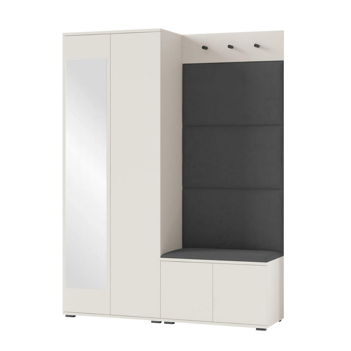 GARDEROBE Napoli 3 Kleiderschrank mit Polsterpaneelen Grau - Beige/Grau, Holzwerkstoff (140/189/40cm) - Jerpax