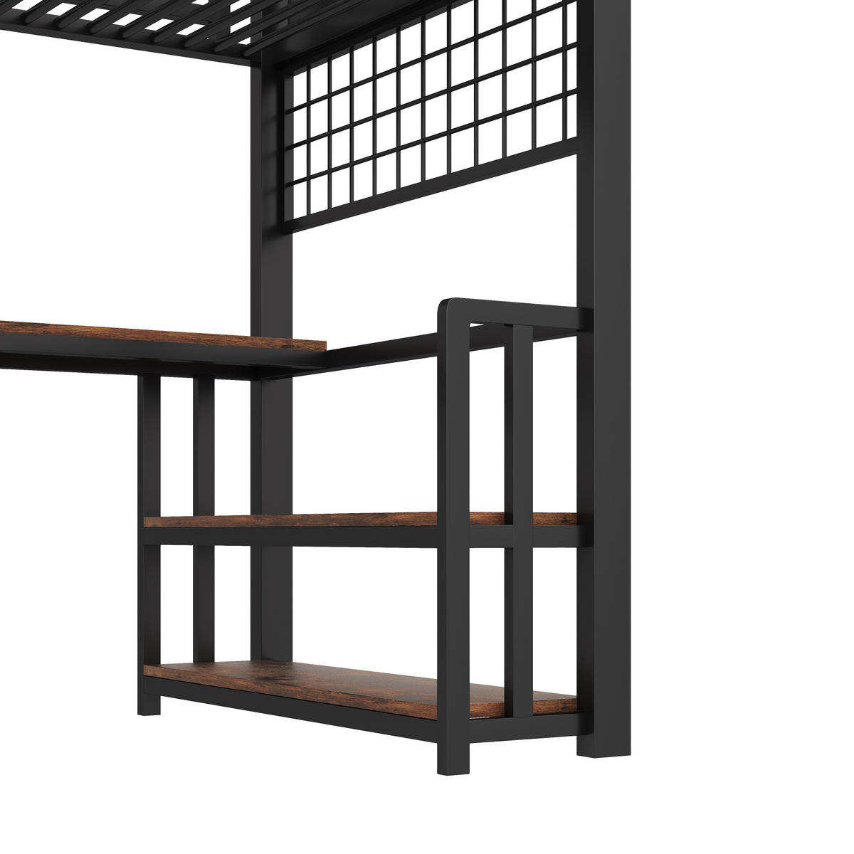 HOCHBETT 90/200 cm DE-04545, mit LED, Schreibtisch und Stauraum-Treppe in Schwarz - Schwarz, Metall (90/200cm) - ComfortXL