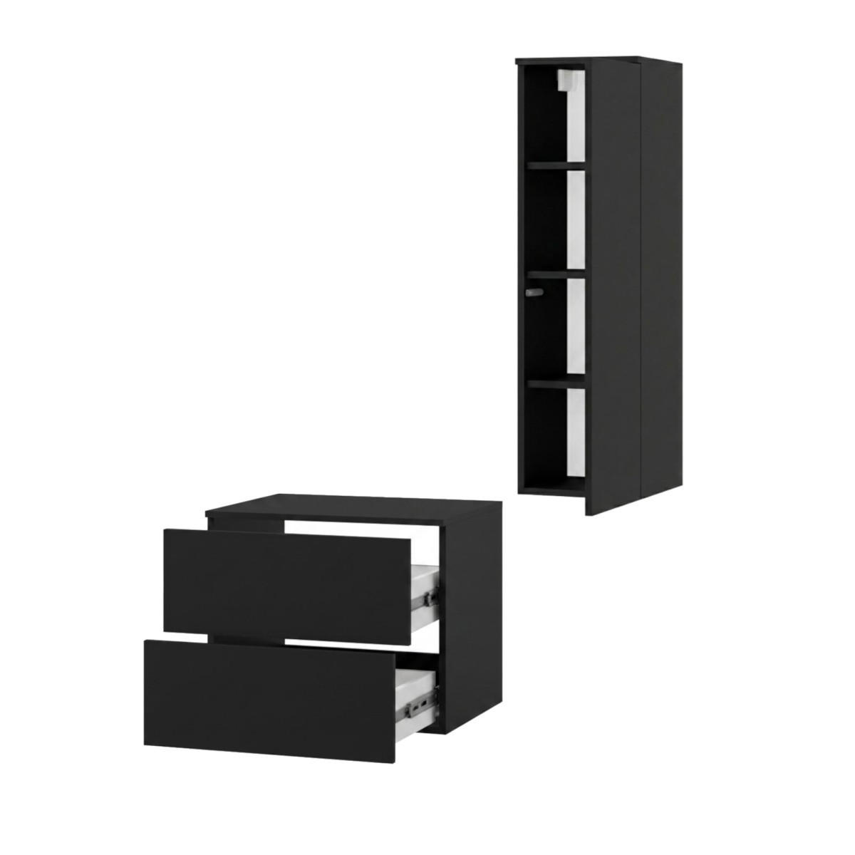 BADMÖBEL-SET Color Schwarz 2-Teilig (2S 60 + 1D 100) - Schwarz, Holzwerkstoff (90/160/45cm) - mzm24