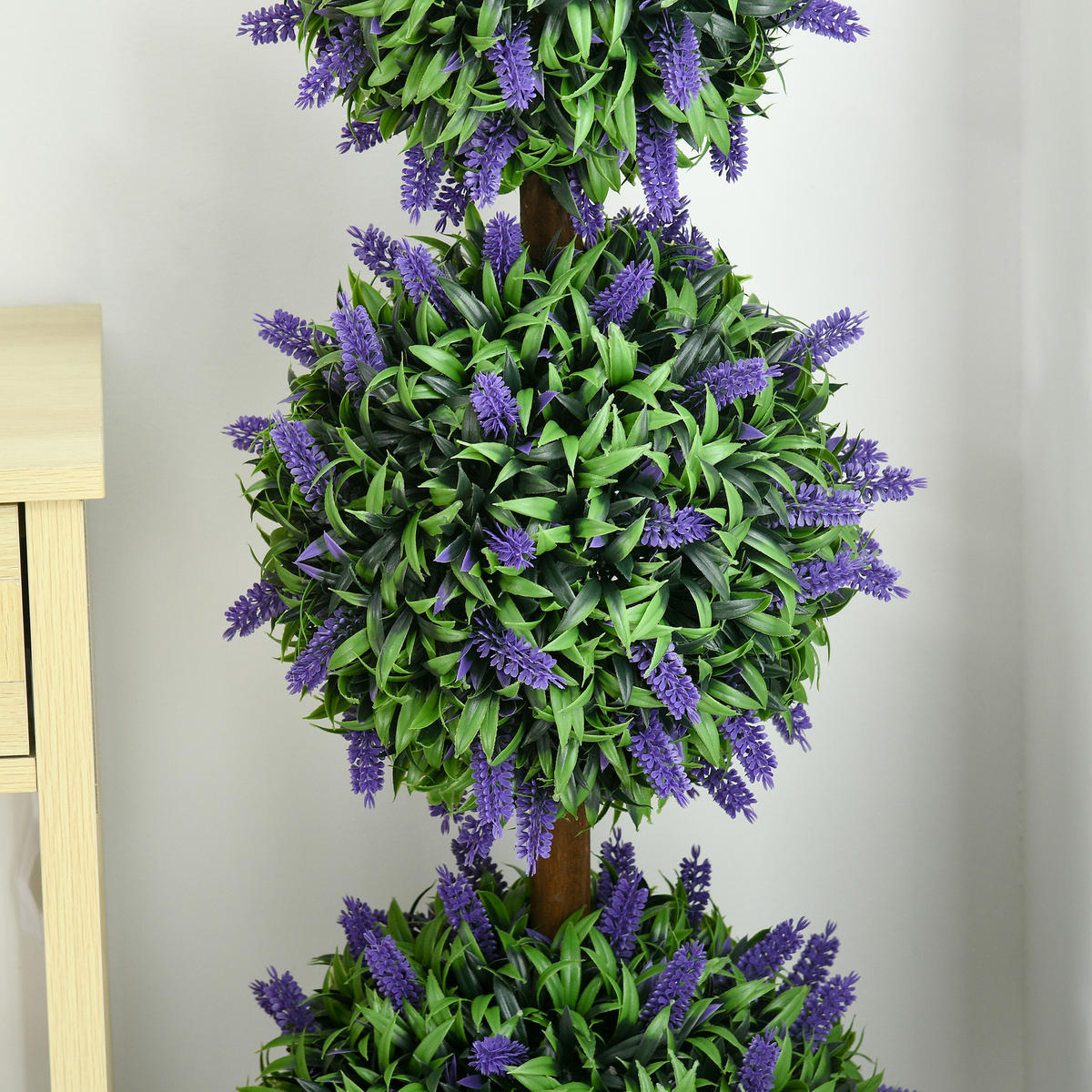 2ER-SET künstliche Lavendelbäume groß 110 cm Kunstpflanze mit 3 Kugel Grün - Grün, Kunststoff (110cm) - HOMCOM