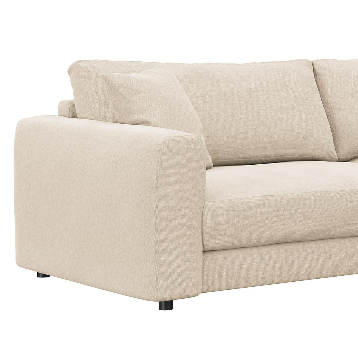 ECKSOFA mit Longchair - Beige/Schwarz, Kunststoff/Textil (238/183cm) - home24