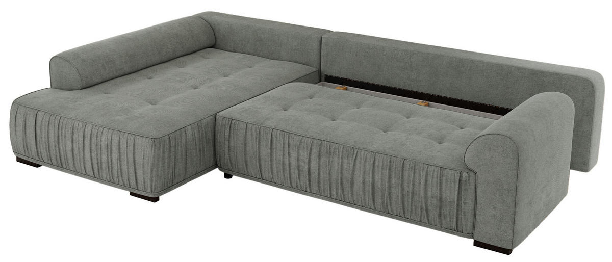 ECKSOFA ORTA Grau Stukture - Links - Schwarz/Grau, Textil (325/200cm) - MKS