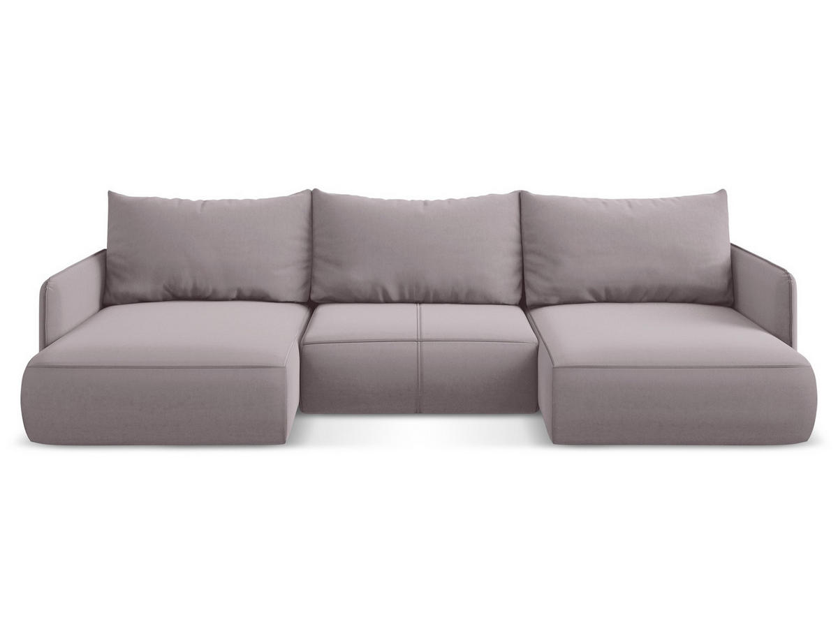 WOHNLANDSCHAFT Samt Stoff Violett - Lila/Flieder, Kunststoff/Textil (290/86/148cm) - Makamii