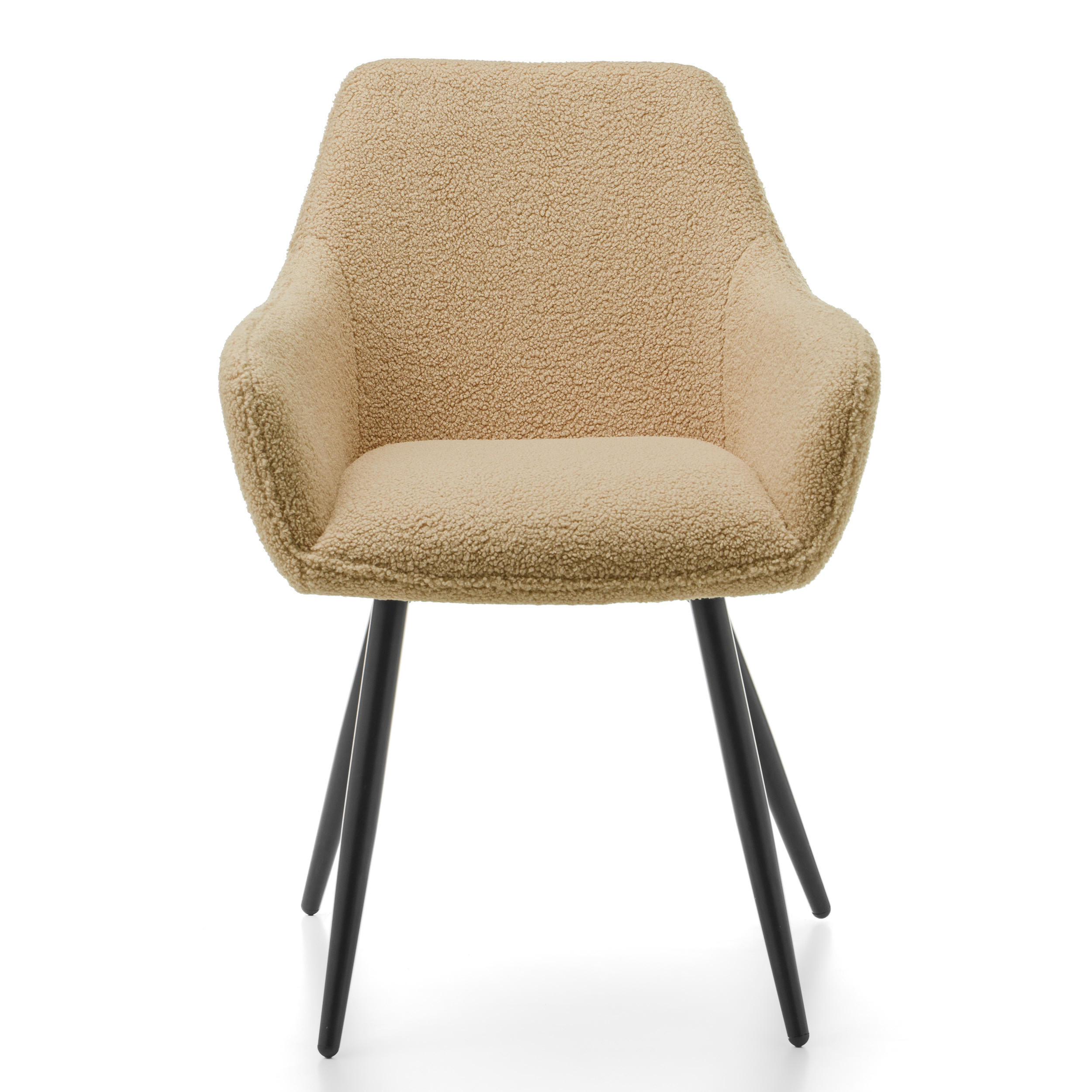 STUHL BOUCLE gepolsterter - beige - Boucle TEDDY - Beige/Schwarz, Metall (58/87/61cm) - NEW HOME