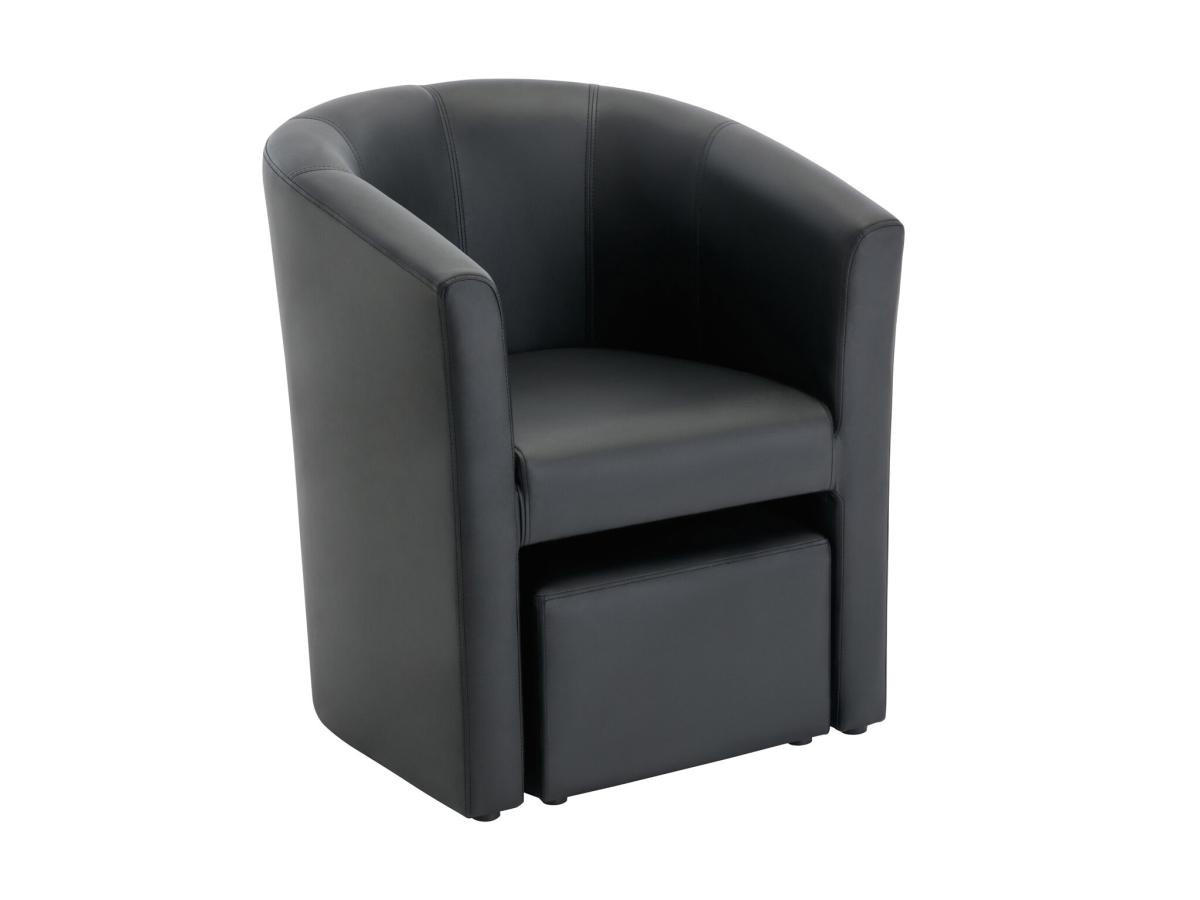 LOUNGE-SESSEL & Hocker - Kunstleder - Schwarz - JOVANA - Schwarz, Leder (64/74/65cm) - Vente-Unique