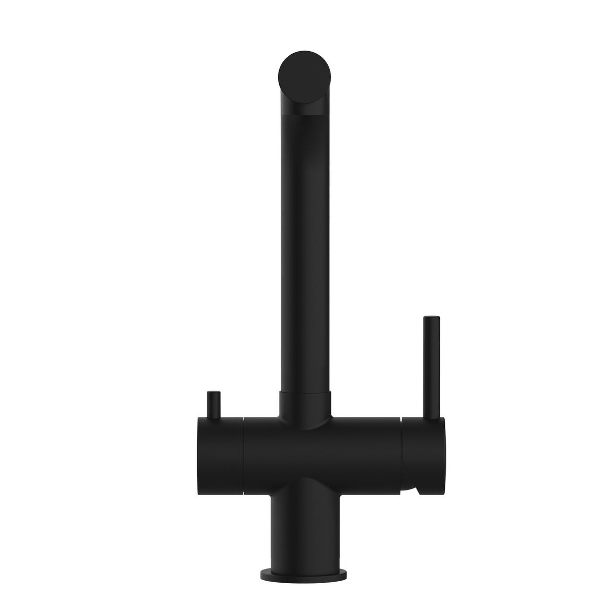 3-WEGE-KÜCHENARMATUR, Edelstahl Massiv aus Chirurgenstahl, PVD Schwarz Matt, 360° schwenkbar - Schwarz, Metall (25/35/25cm) - VIZIO