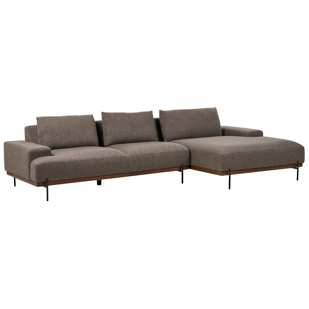 3-SITZER-ECKSOFA braun rechtsseitig Mariferd - Dunkelbraun/Schwarz, Textil (316/146cm) - Beliani
