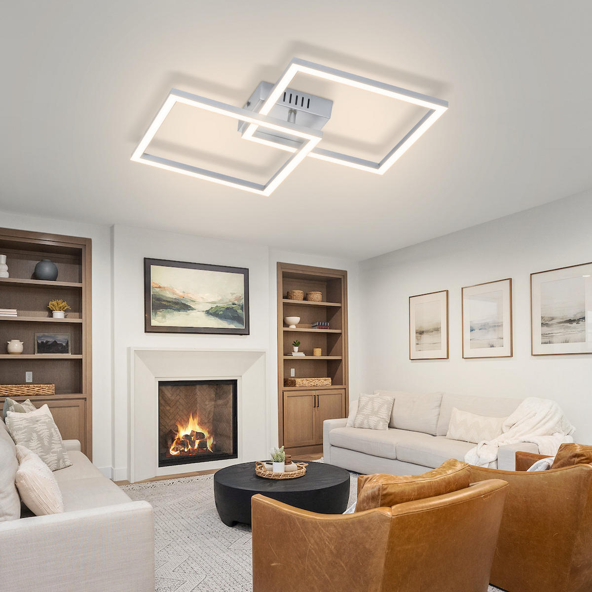 LED DECKENLEUCHTE Celwynne 39.5/39.5/6.7 cm - Silberfarben, Kunststoff (39.5/39.5/6.7cm) - ZMH