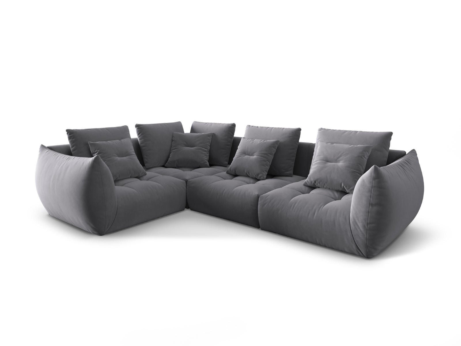 ECKSOFA modular links Bloom aus Samt dunkelgrau 3 Sitzplätze - Dunkelgrau, Textil (216/316cm) - Micadoni