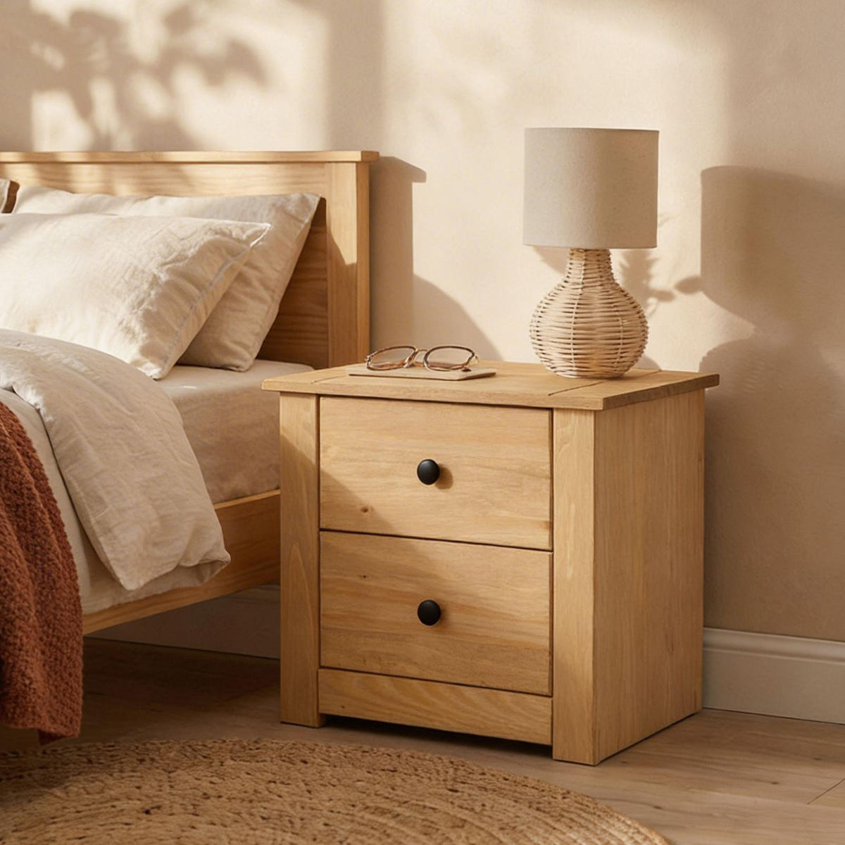 NACHTKOMMODE CANCUN braun - Braun, Holz (46/41/40cm) - IDIMEX