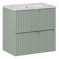 WASCHTISCHKOMBI 60 cm 2 Teile - Line Reed Green L BM88 in Schilfgrün/ Evoke Eiche - Grün, Holz (60/57/40cm)