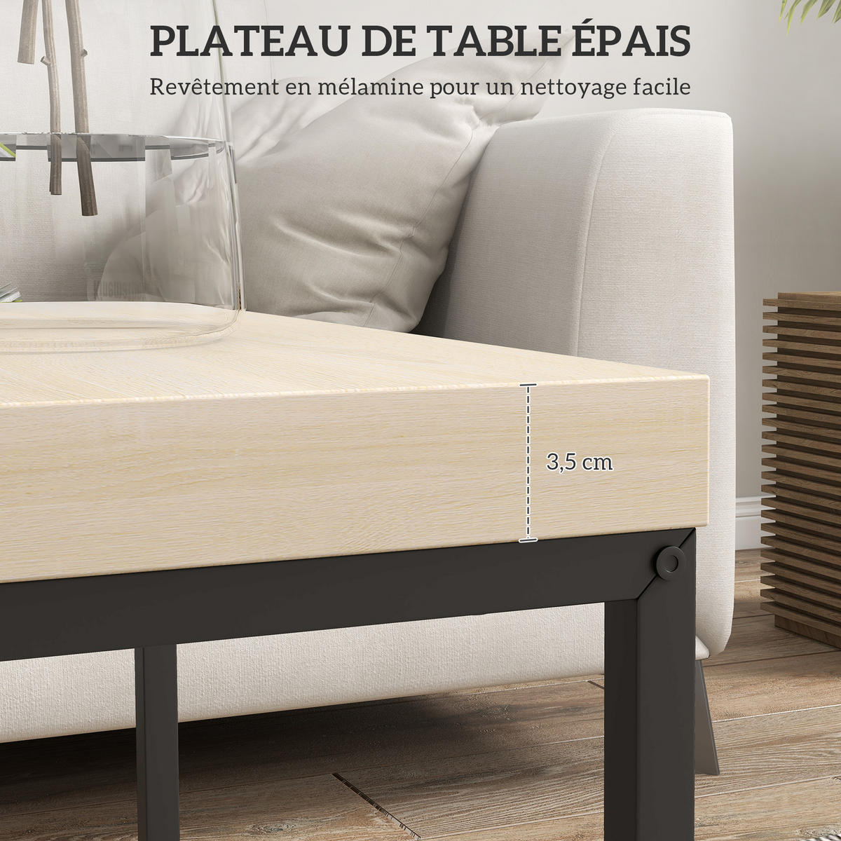COUCHTISCH DE-15757 2er-Set nestbar Hellholz - Naturfarben, Metall (45/45/45cm) - ComfortXL