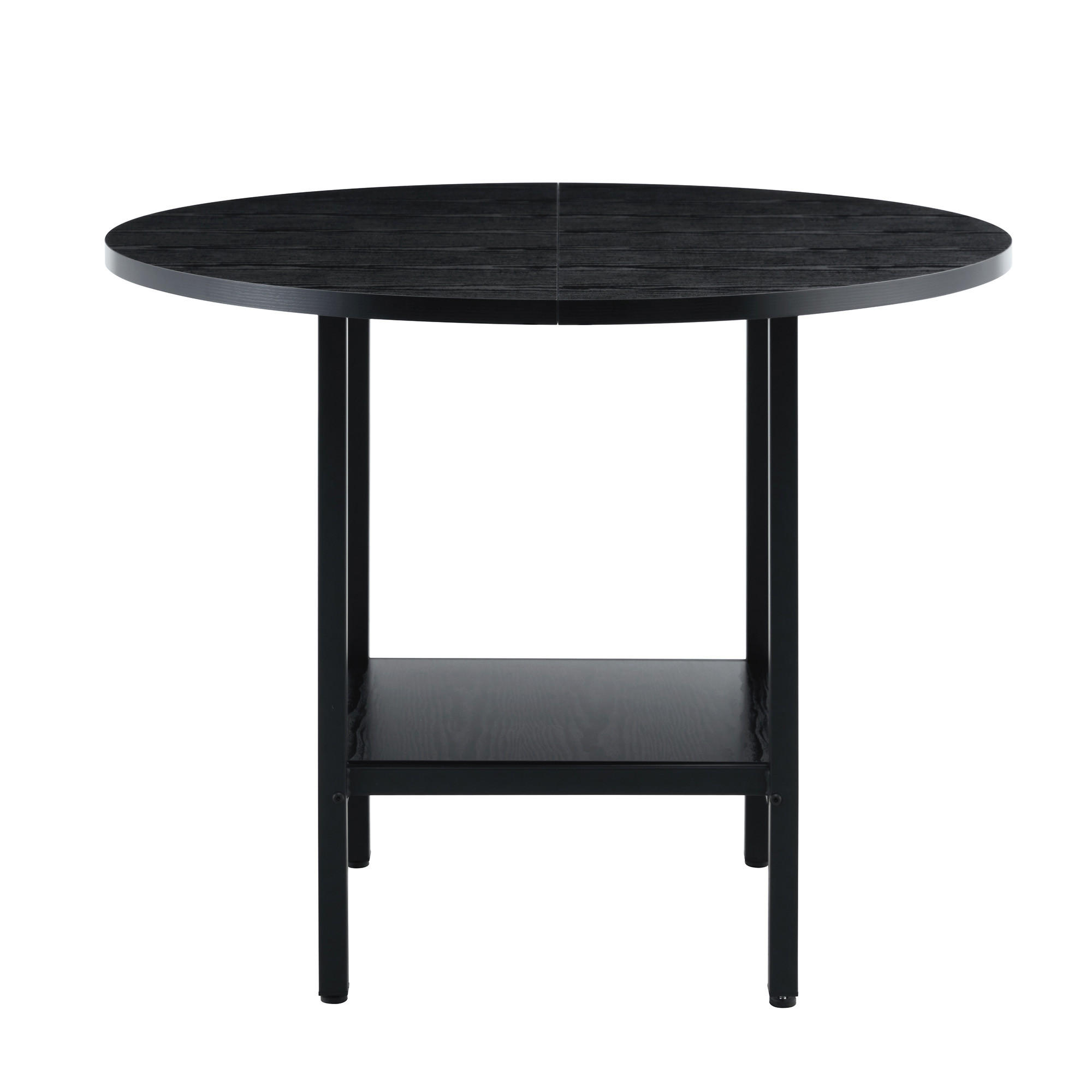ESSTISCH 100/100/77 cm schwarz aus MDF und Metall mit Stauraumablage - Schwarz, Holzwerkstoff (100/100/77cm) - OKWISH