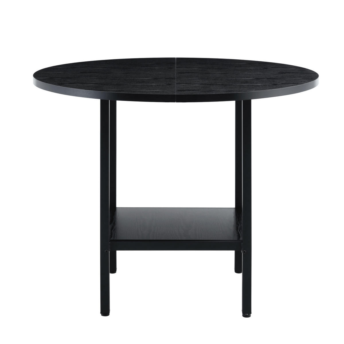 ESSTISCH Schwarz mit Ablagefach und Metallgestell 100/100/77 cm - Schwarz, Holz (100/100/77cm) - Oxeza