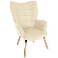 SESSEL Stoff creme - Eukalyptusholzfarben/Creme, Holz/Textil (68/101/73cm) - CLP