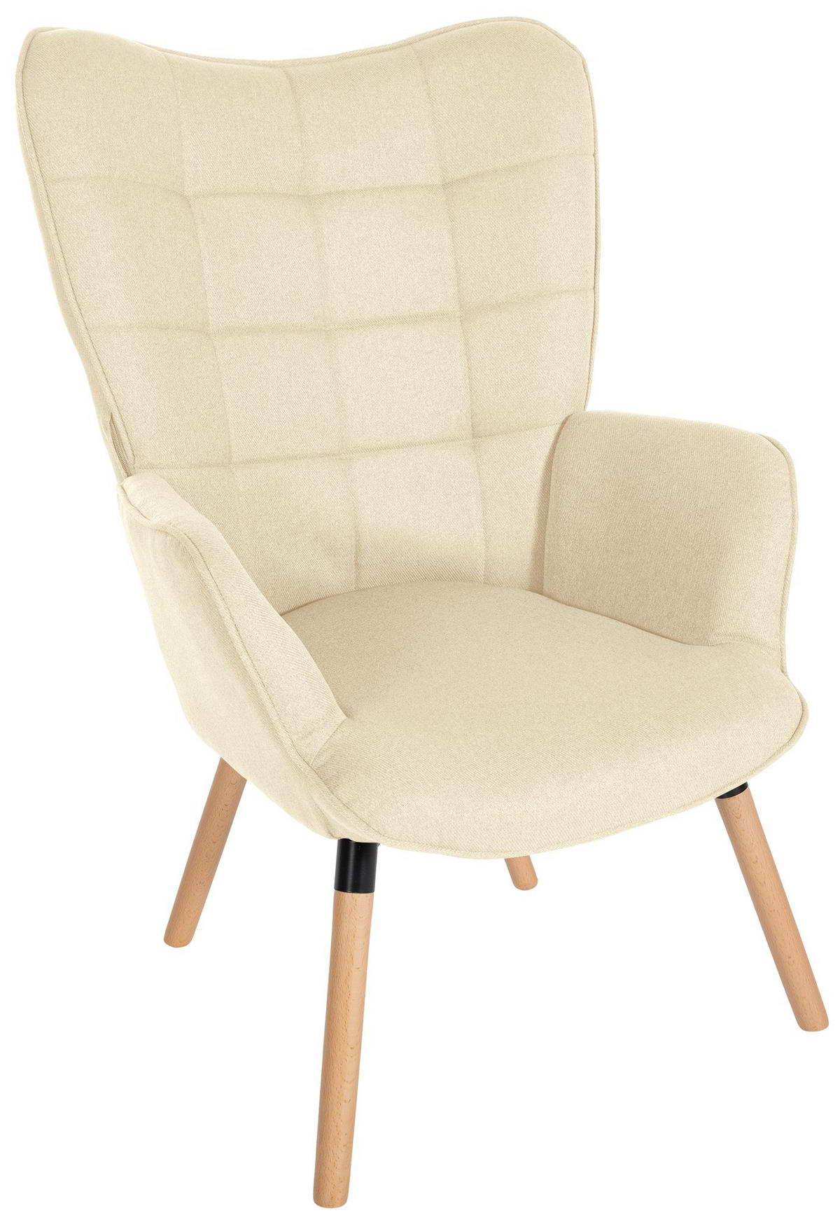 SESSEL Stoff creme - Eukalyptusholzfarben/Creme, Holz/Textil (68/101/73cm) - CLP