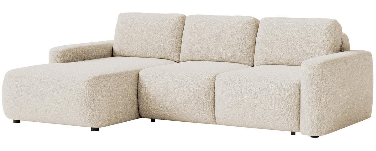 ECKSOFA Carnos Mini Hellbeige Chenille - Ecru/Schwarz, Kunststoff/Textil (238/164cm) - Selsey