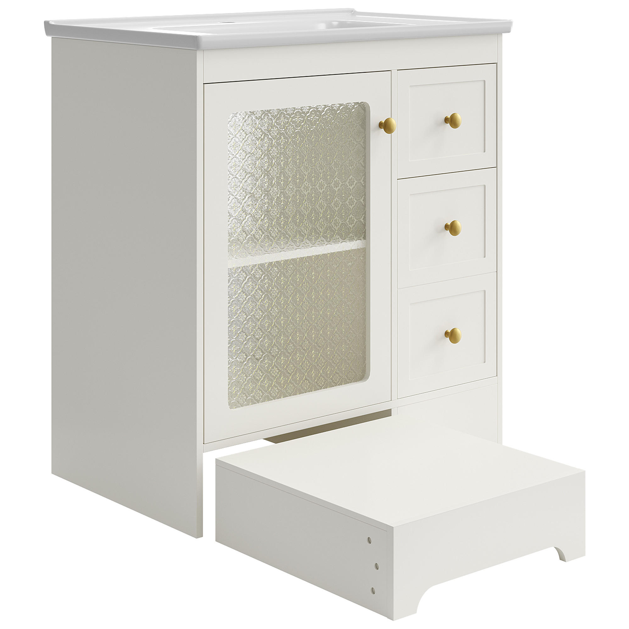 WASCHTISCHUNTERSCHRANK Weiß 80/50/87 cm - Weiß, Holz (80/87/50cm) - PANGIVO