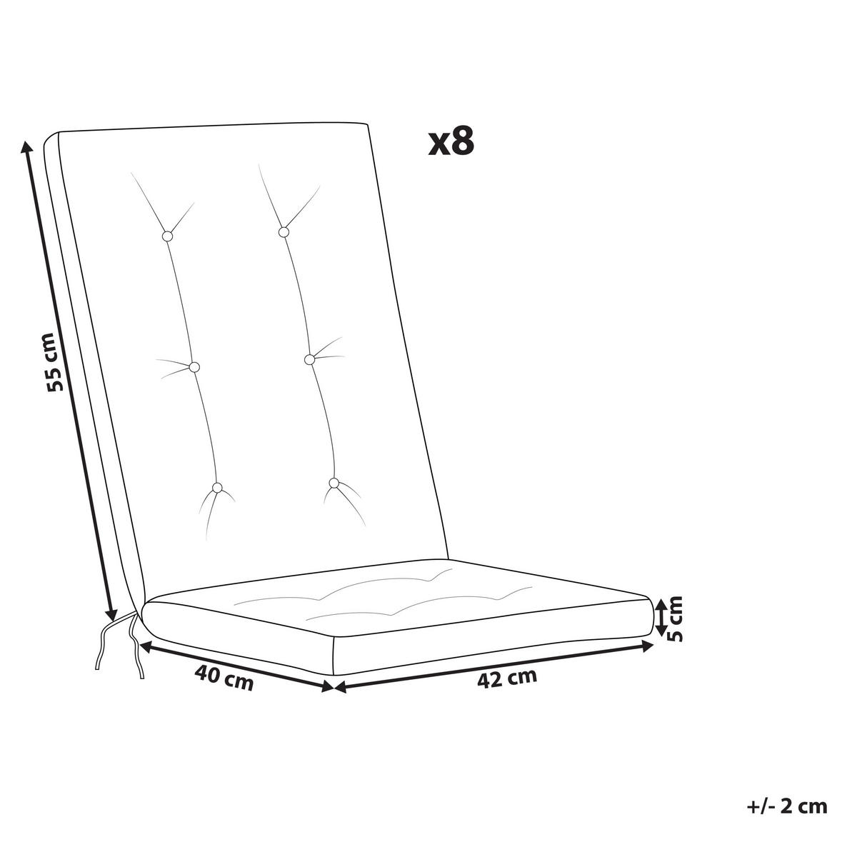 SITZAUFLAGEN 8er-Set Grau meliert 42/95 cm Maui Premium - Grau, Textil (95/5/42cm) - Beliani