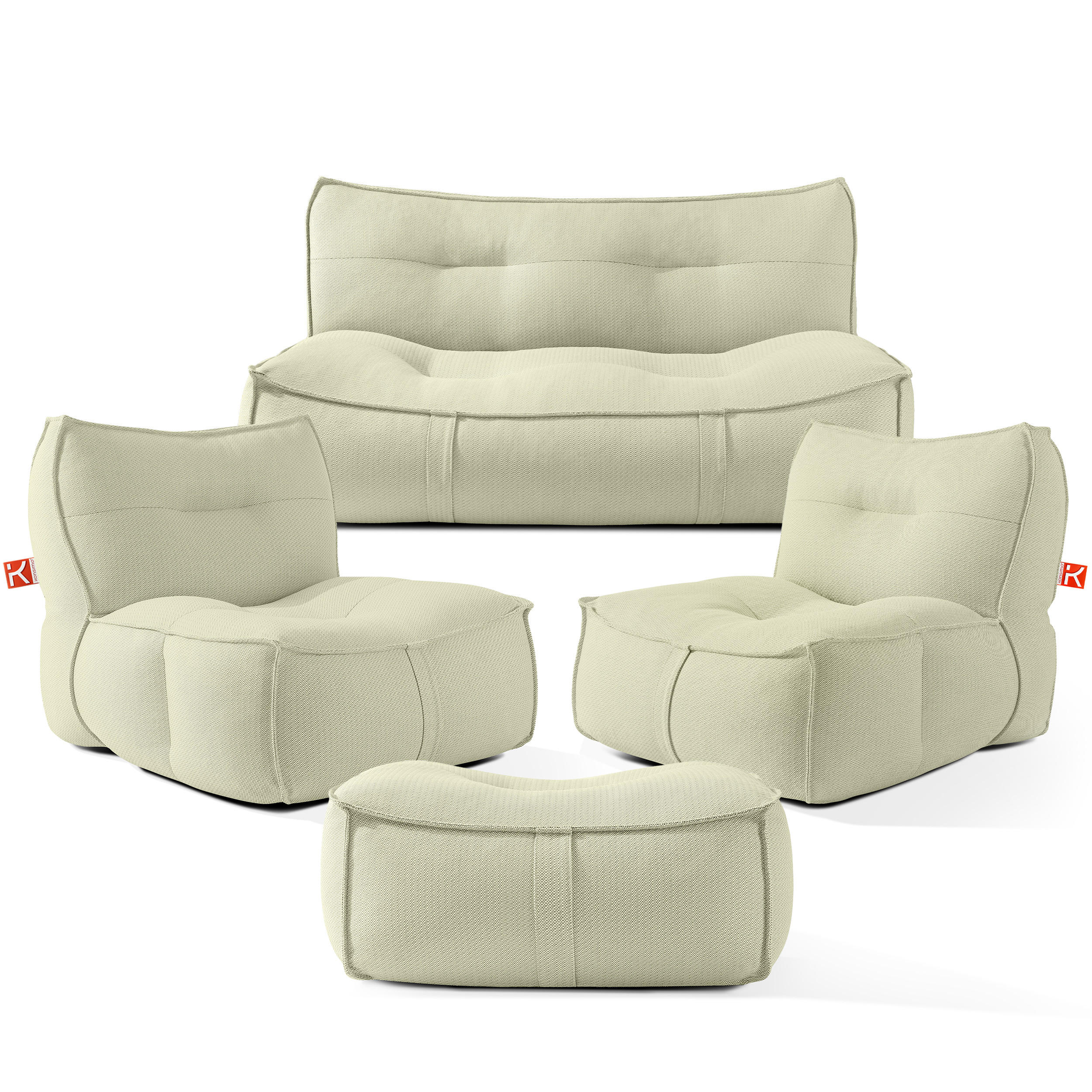 GARTENLOUNGE-SET LOVIA, Möbel-Set, Hellgrün/Weiß - Hellgrün, Textil - KONSIMO®