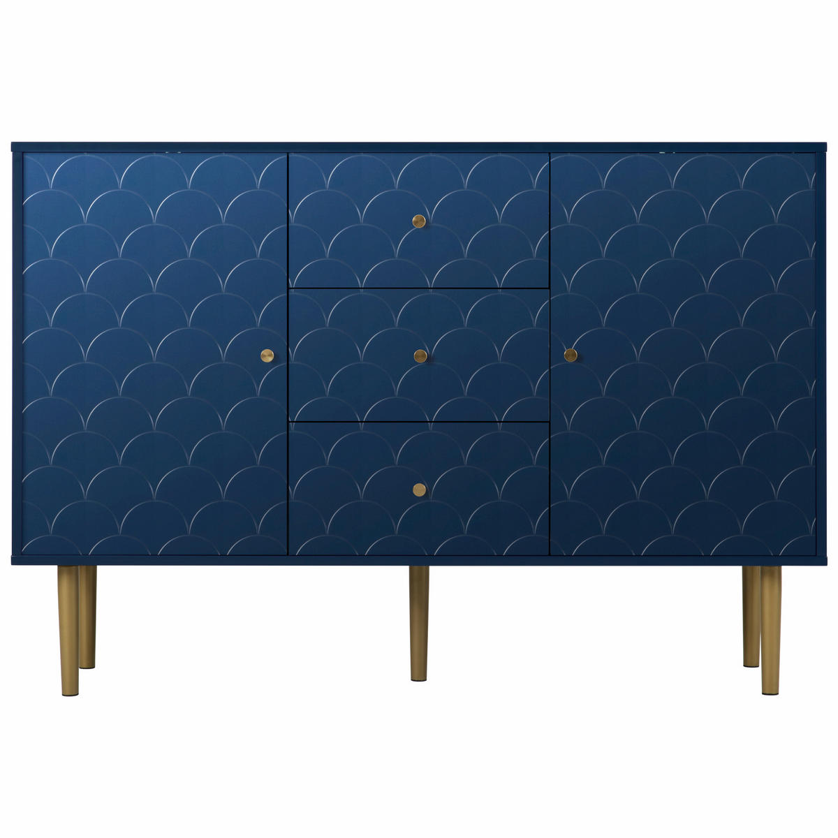 SIDEBOARD 2 Türen und 3 Schubladen, Verstellbare Ablage Blau 120/40/82CM - Blau, Holzwerkstoff/Metall (40/82/120cm) - Urban Meuble