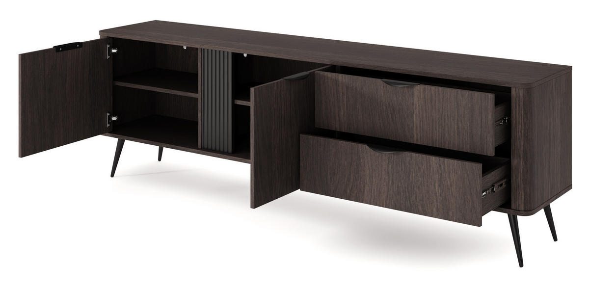 TV-LOWBOARD 195 cm Estera mit Schubladen, Braun, Eiche Dunin - Eichefarben, Holz (195/61/38cm) - Emporius