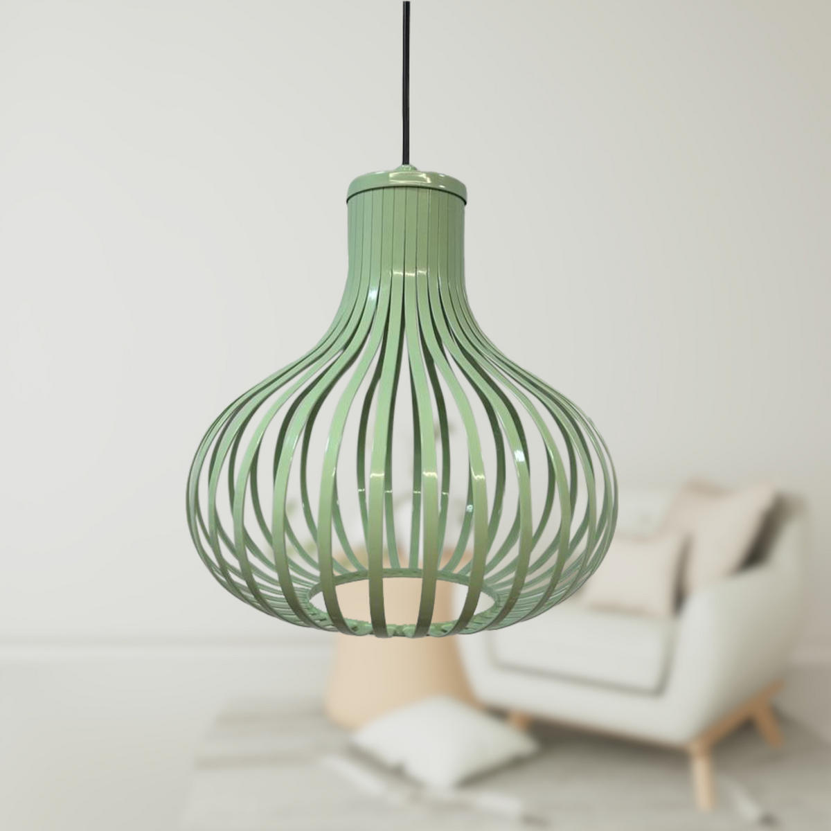 PENDELLEUCHTE Pear 30/35 cm - Mintgrün, Holz/Metall (30/35cm) - Bamyum