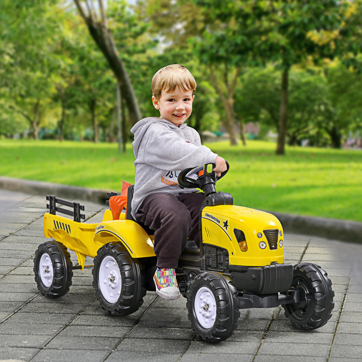 KINDER RUTSCHAUTO, Gelb, Eisen+ Kunststoff - Gelb, Metall (133/42/51cm) - HOMCOM